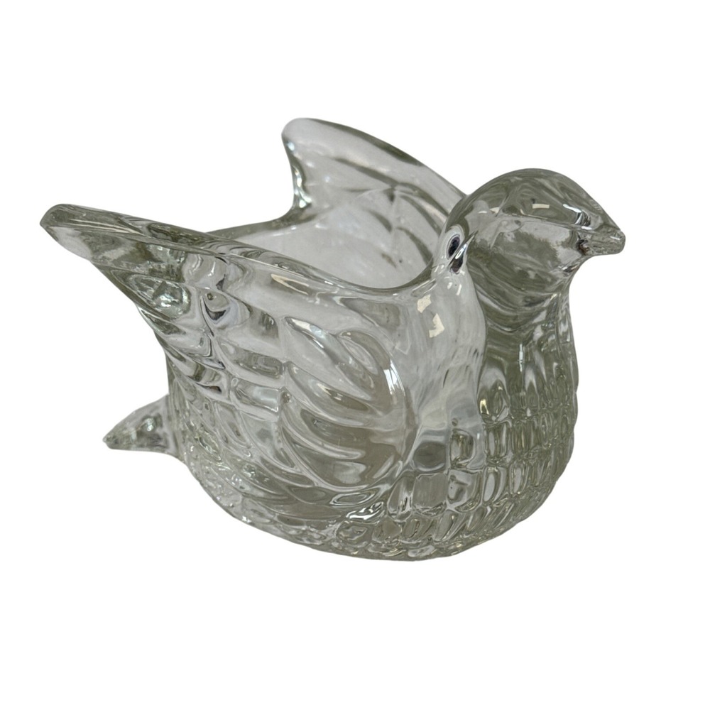 Vintage Avon Clear‎ Pressed Glass Bird Figurine Votive Candle Holder